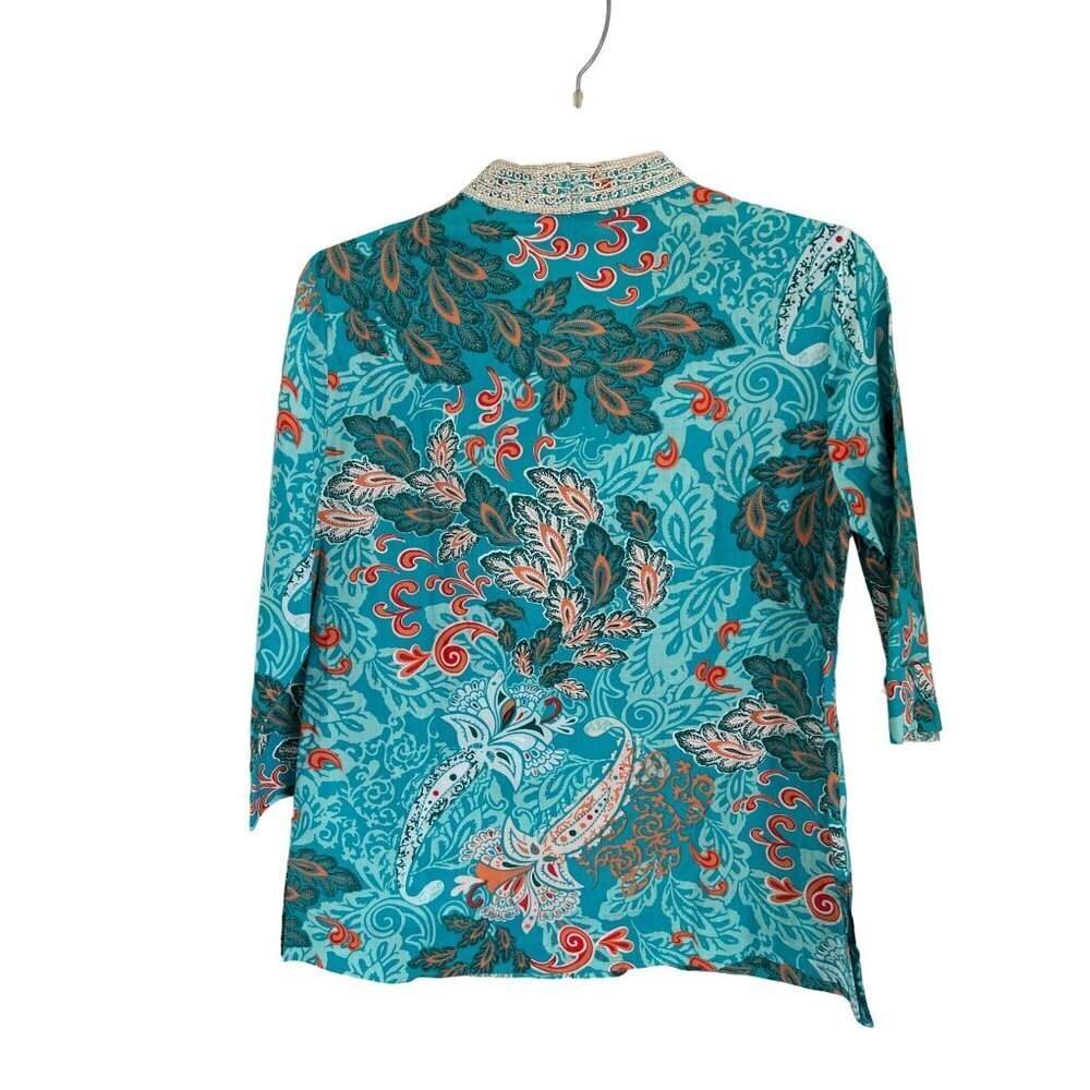 Charter Club Tunic Top Blouse Cotton Embroidered Paisley Size Small - Picture 6 of 6